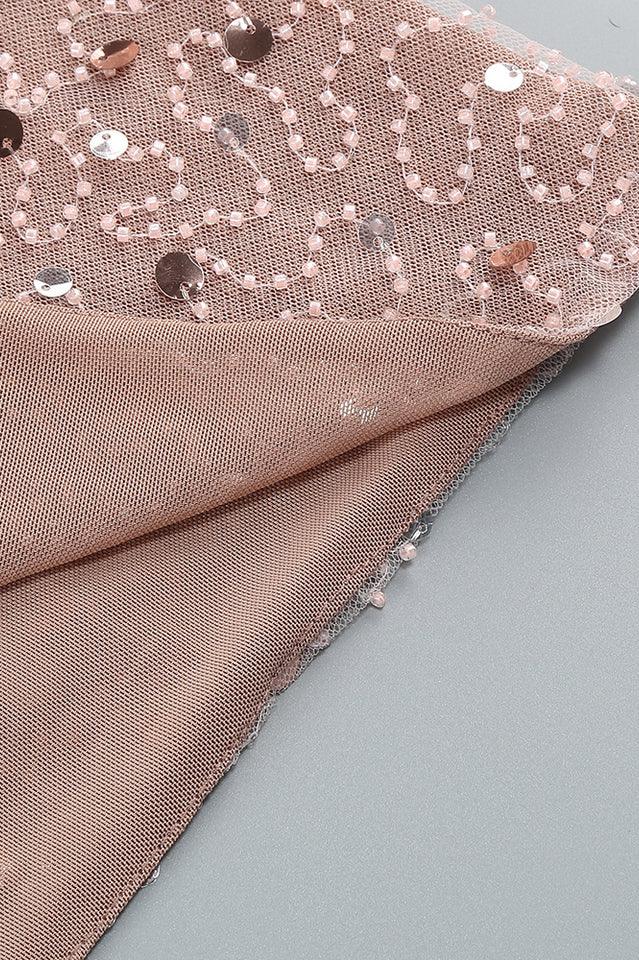 Slip Leaf Beaded Sequin Embellished Gown - WEUXS