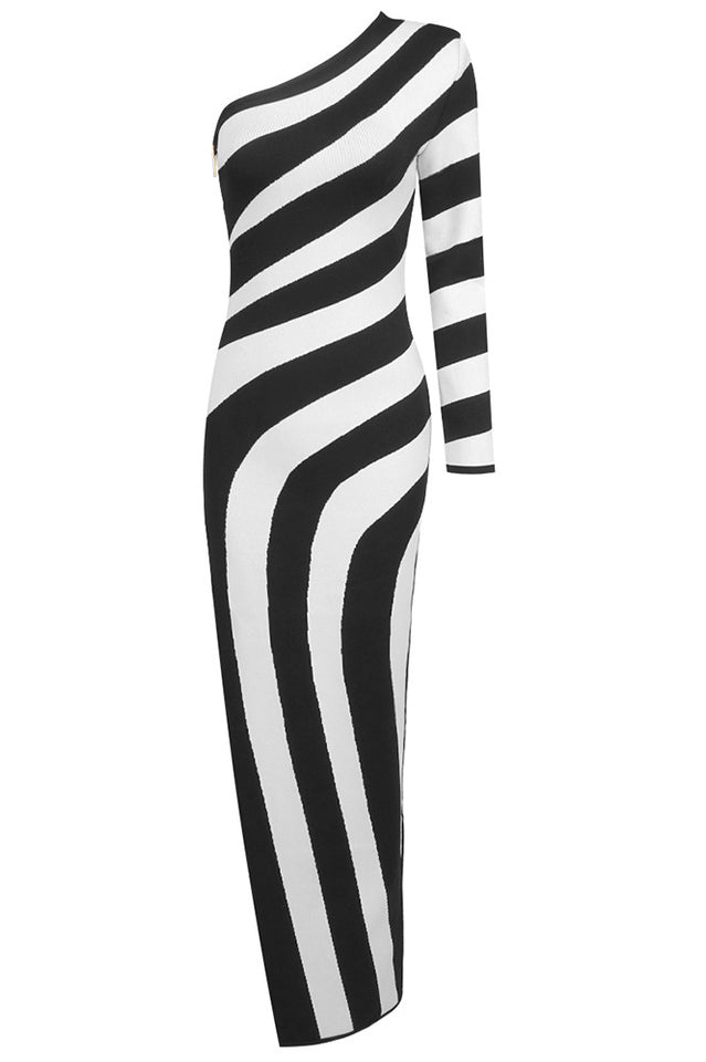 Long Asymmetrical Striped Knit Dress | Dress In Beauty