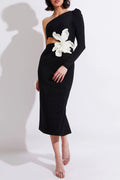 Angelica One-Shoulder Flower Appliqué Dress | Dress In Beauty