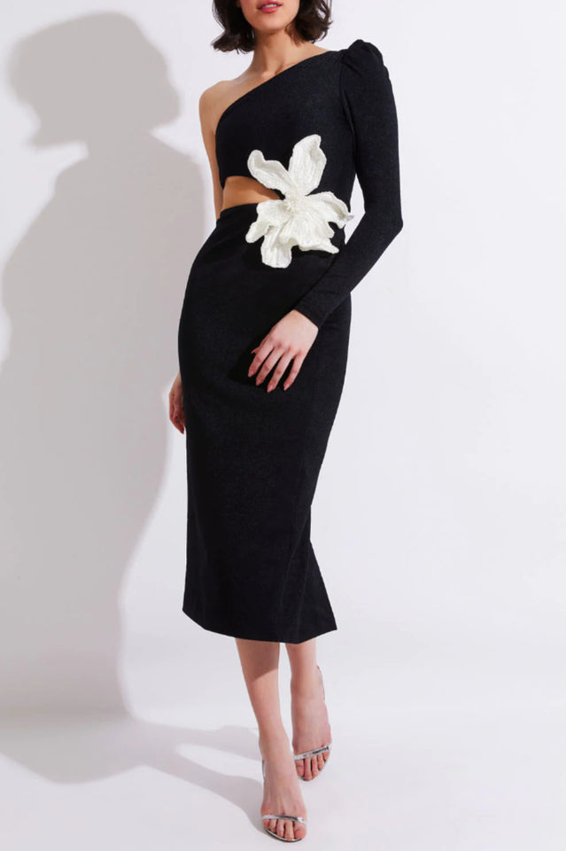 Angelica One-Shoulder Flower Appliqué Dress | Dress In Beauty