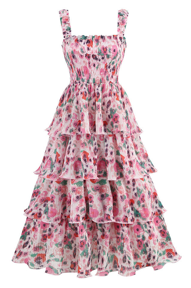 Floral Tiered Georgette Midi Dress | Dress In Beauty