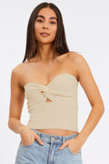 Merlaine Strapless Knotted Knit Crop Top | Dress In Beauty