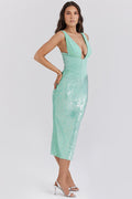 Thala Seafoam Sequin Corset Midi Dress | Dress In Beauty