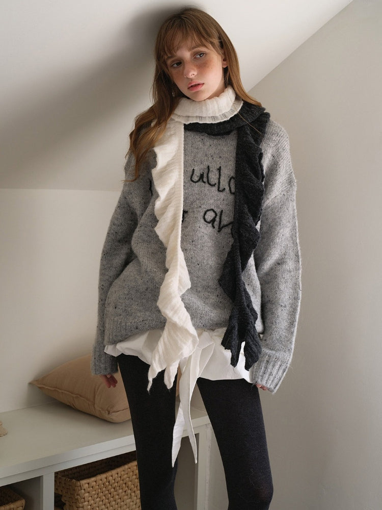 Y2K Vintage Style Ruffled Skinny Scarf Main image