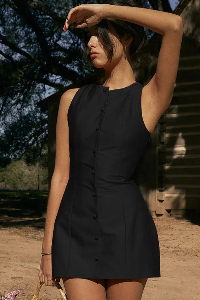 Fit and Flare Linen Blend Dress - View 8 | WEUXS