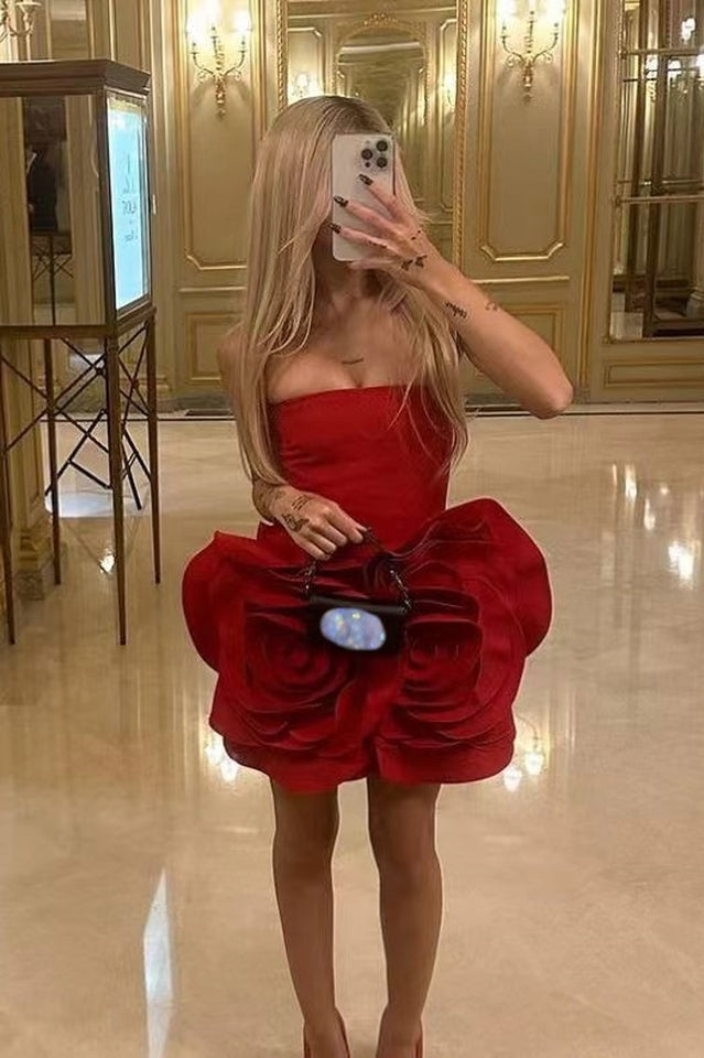 Ayat Strapless Flower Mini Dress | Dress In Beauty