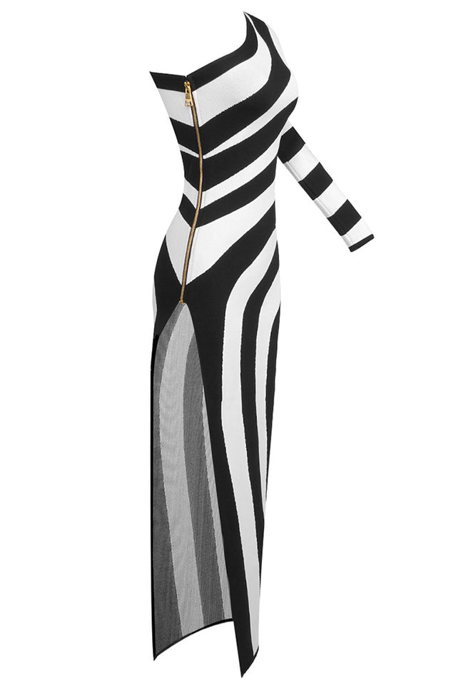 Long Asymmetrical Striped Knit Dress | Dress In Beauty
