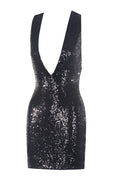 Bellamy Black Deep V Sequin Dress | Dress In Beauty