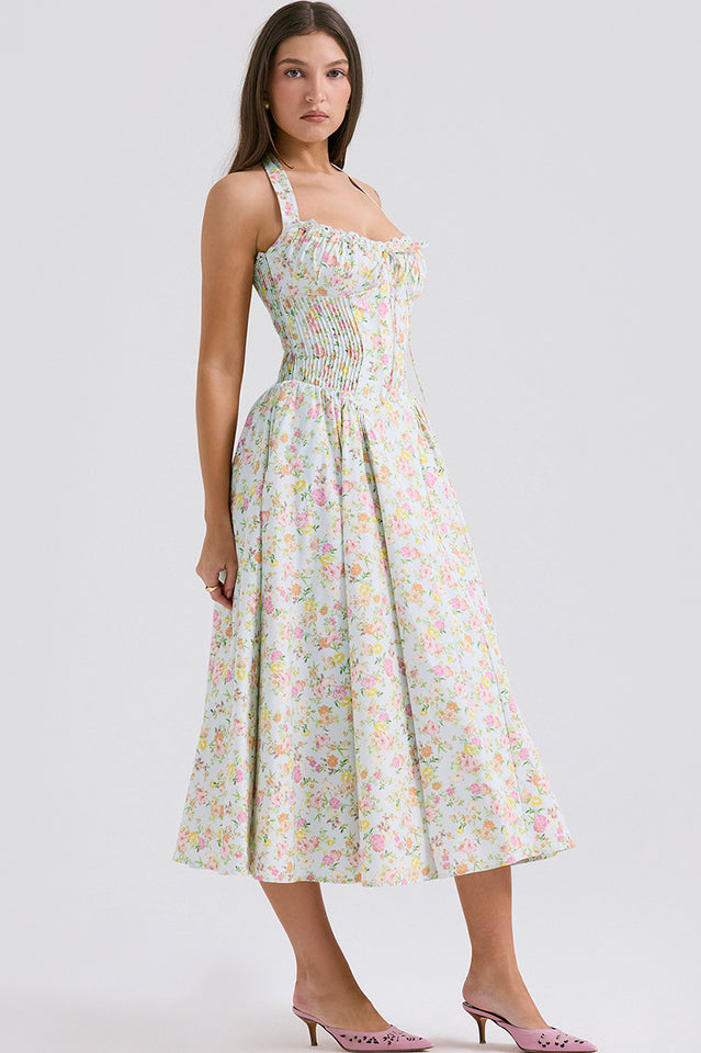 Adabella Cotton Halter Midi Sundress | Dress In Beauty