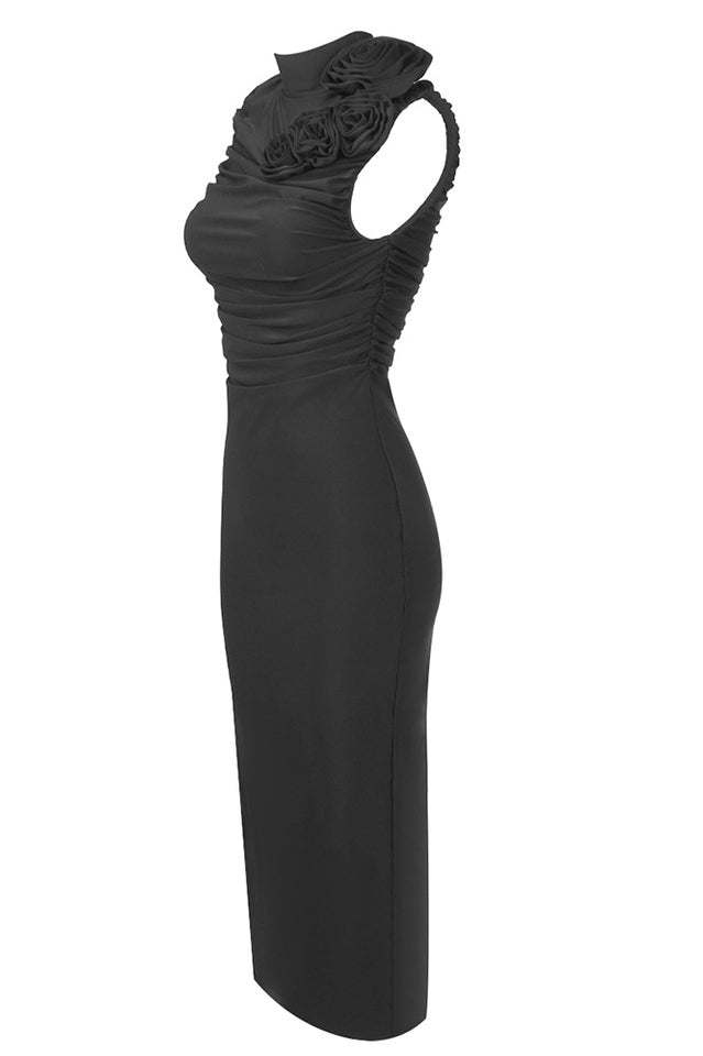 Flower Detail Ruched Midi Dress | Dress In Beauty