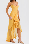 Apricot Ruffled Front Gown | Dress In Beauty