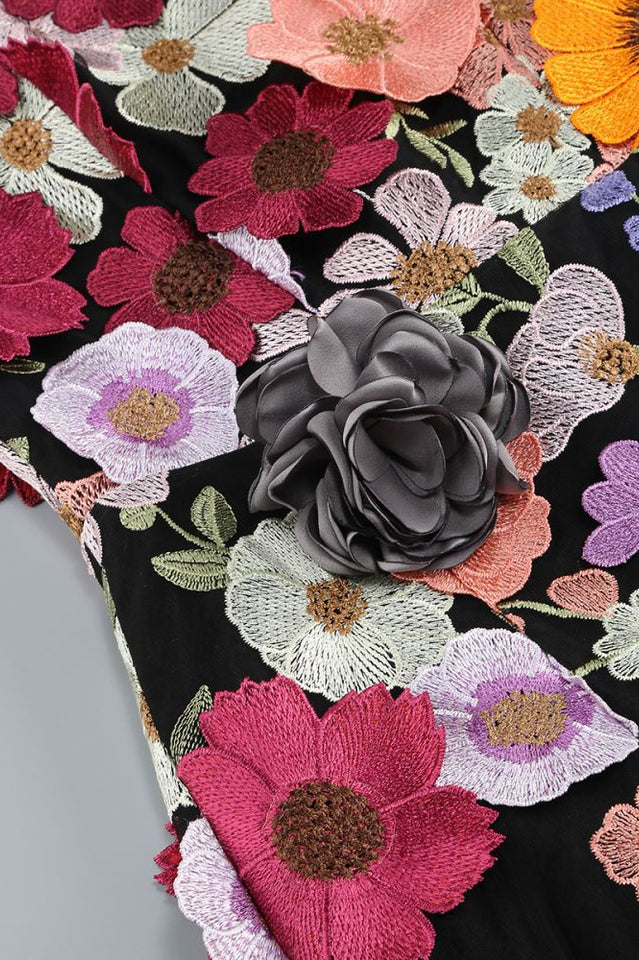 Floral 3D Embroidery Tube Mini Dress | Dress In Beauty