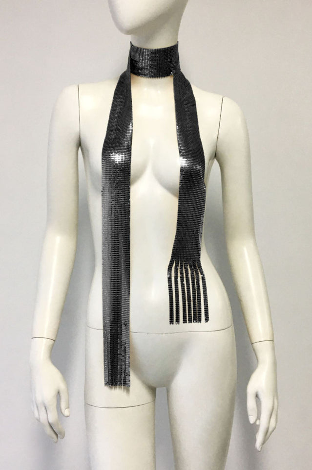 Tassel Metal Neck Tie Scarf | Dress In Beauty