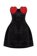 Red crystal heart mini dress - View 11 | WEUXS