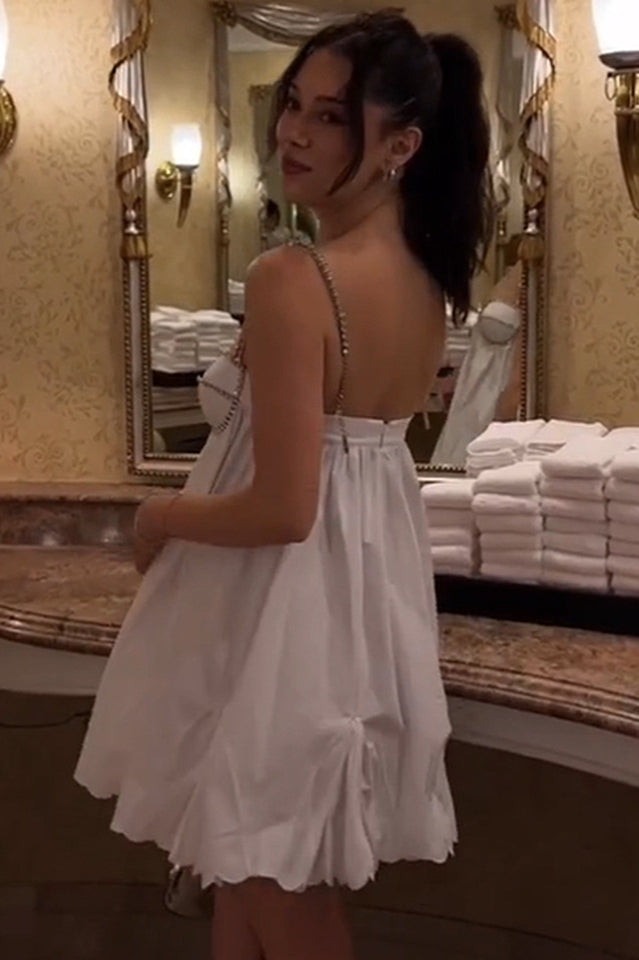 Crystal Trimmed Scallop Mini Dress | Dress In Beauty