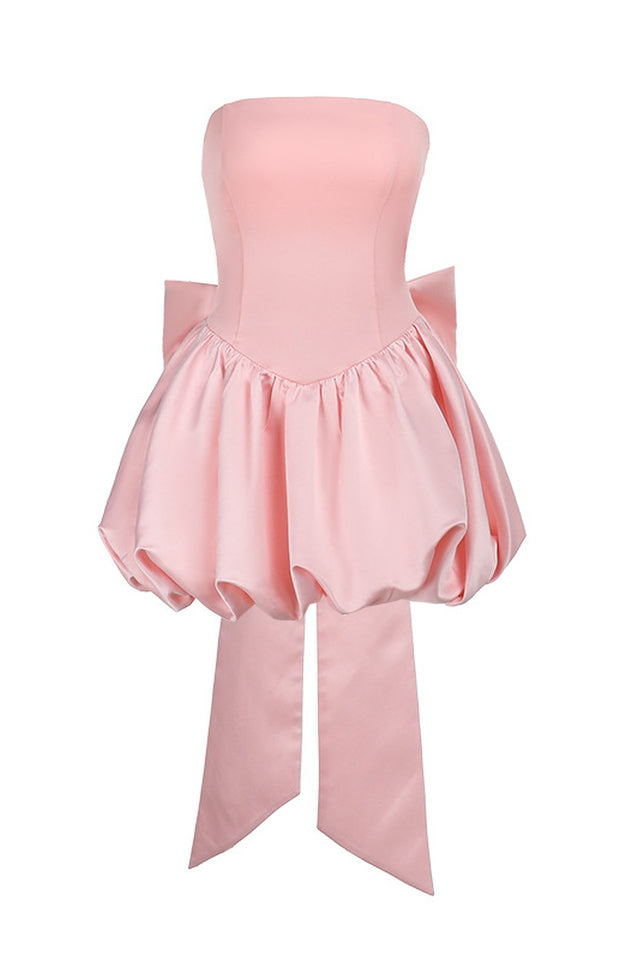 Strapless Bow Puff Mini Dress | Dress In Beauty