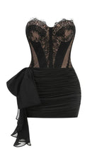 Strapless Lace Corset Draped Dress - WEUXS