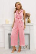 Calf Length Pleated Ruffled Jumpsuit | Dress In Beauty
