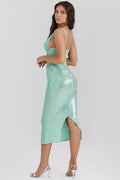 Thala Seafoam Sequin Corset Midi Dress | Dress In Beauty