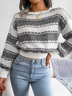 Textured Striped Knit Sweater - View 11 | WEUXS