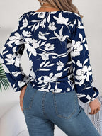 Monochrome floral tie front blouse - View 14 | WEUXS