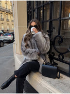 Opulent Silver Fox Style Faux Fur Coat - WEUXS