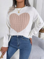 Cable knit sweater with heart design - View 10 | WEUXS