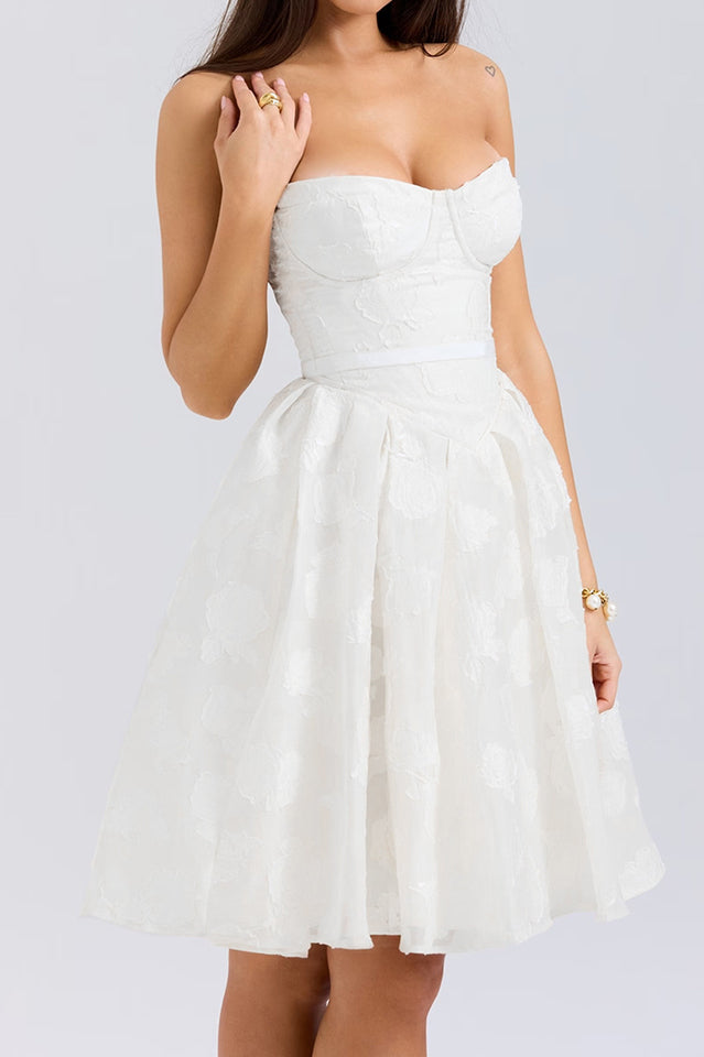 Strapless Corset Floral Jacquard Mini Dress | Dress In Beauty