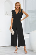 V-Neck Pleats Belted Jumpsuit | Dress In Beauty