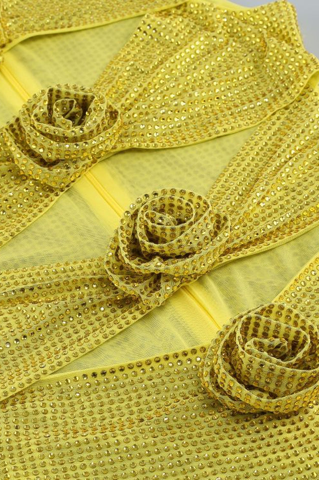 Rosette Cut Out Embellished Mini Dress | Dress In Beauty