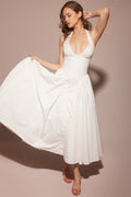 Marilyn White Cotton Halter Midi Sundress | Dress In Beauty