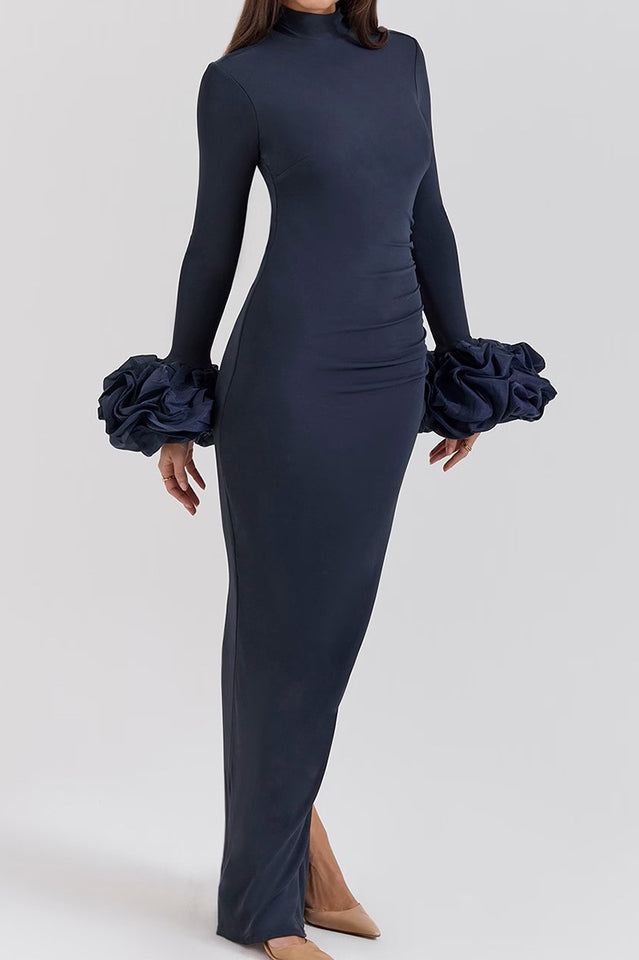 Fabienne Midnight Ruffle Sleeve Maxi Dress | Dress In Beauty