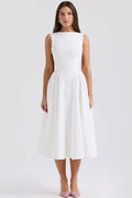 Cindy White Twill Midi Sundress | Dress In Beauty