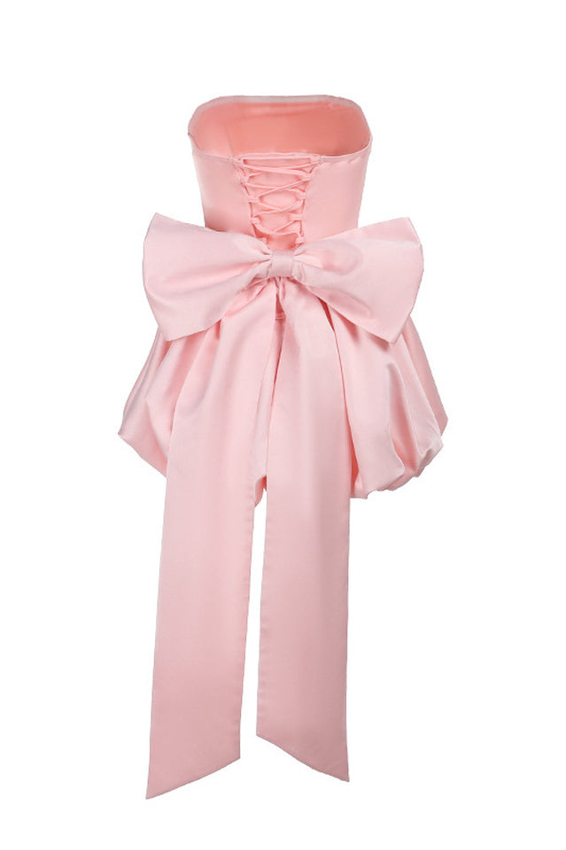 Strapless Bow Puff Mini Dress | Dress In Beauty