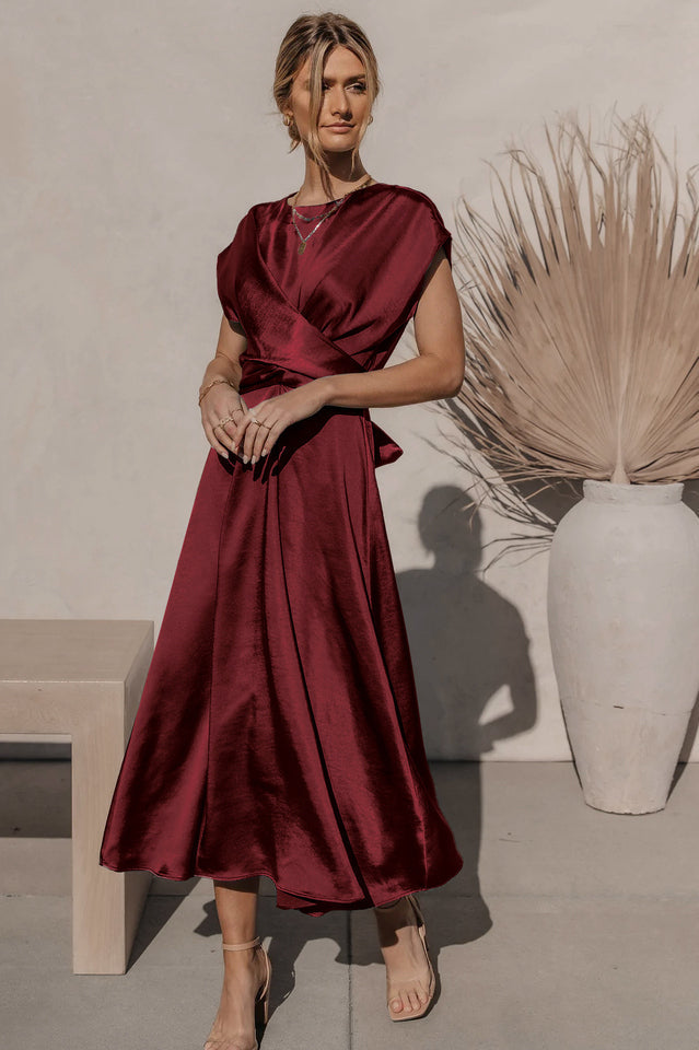 Scoop A-line Satin Bridesmaid Dress | Dress In Beauty