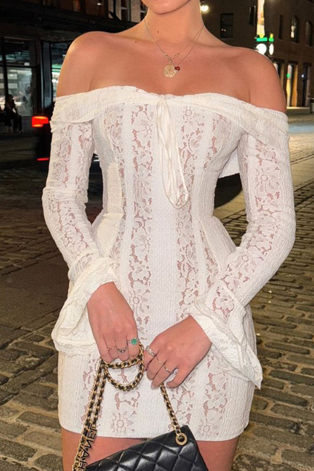 Parisian Vintage Cream Lace Mini Dress | Dress In Beauty