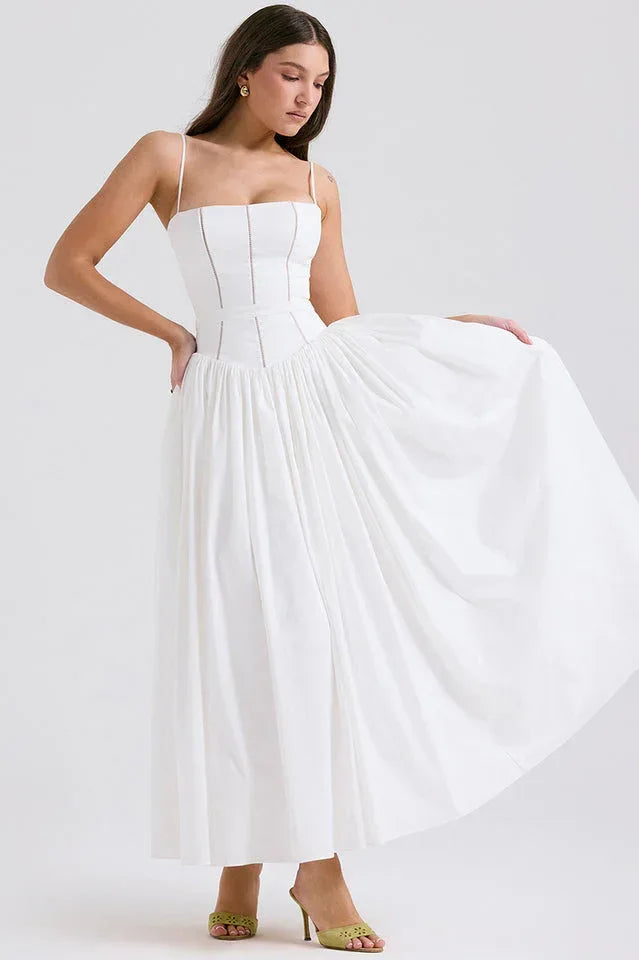 White Cotton Square Neck Sundress Secondary image