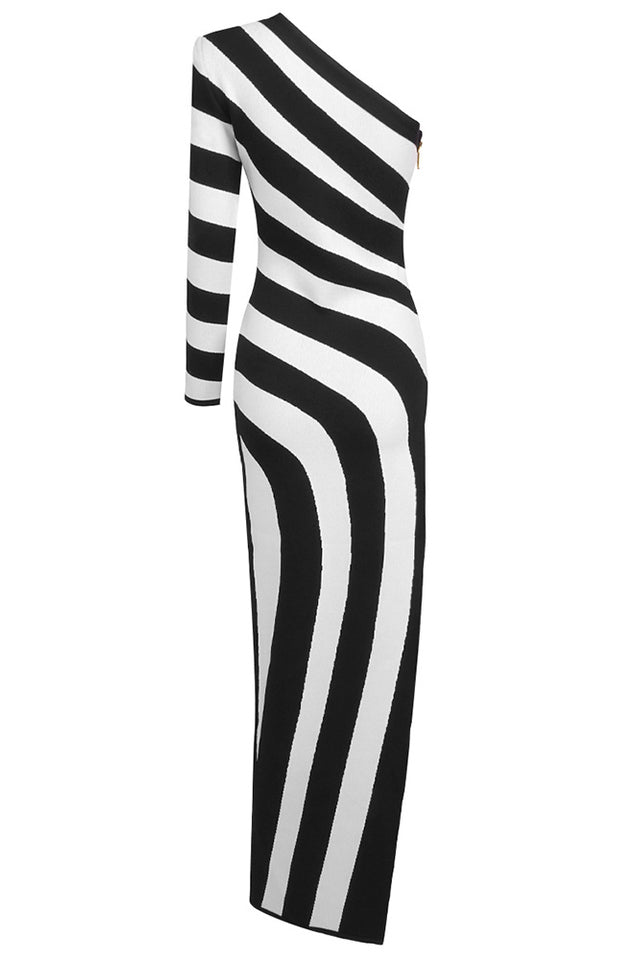 Long Asymmetrical Striped Knit Dress | Dress In Beauty