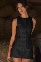 Fit and Flare Linen Blend Dress - View 6 | WEUXS