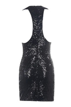 Sequin mini dress with long sleeves and open back - View 9 | WEUXS
