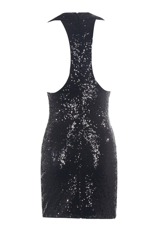 Bellamy Black Deep V Sequin Dress | Dress In Beauty