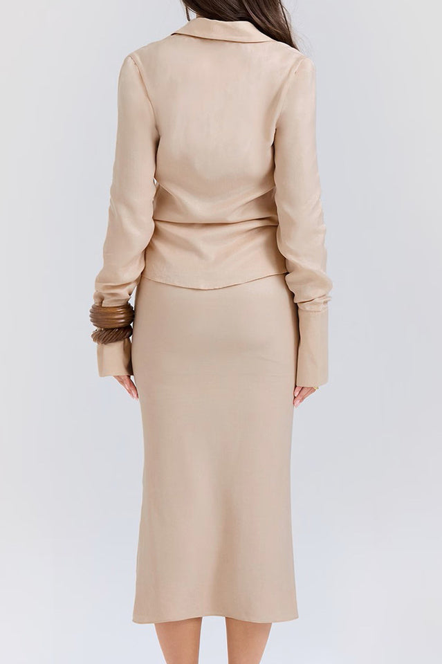 Draped Tie Front Shirt Set | Dress In Beauty