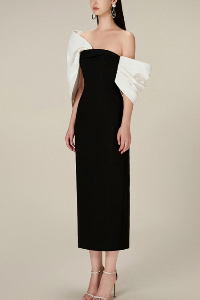 Delancy Bowknot Contrast Midi Dress | Dress In Beauty