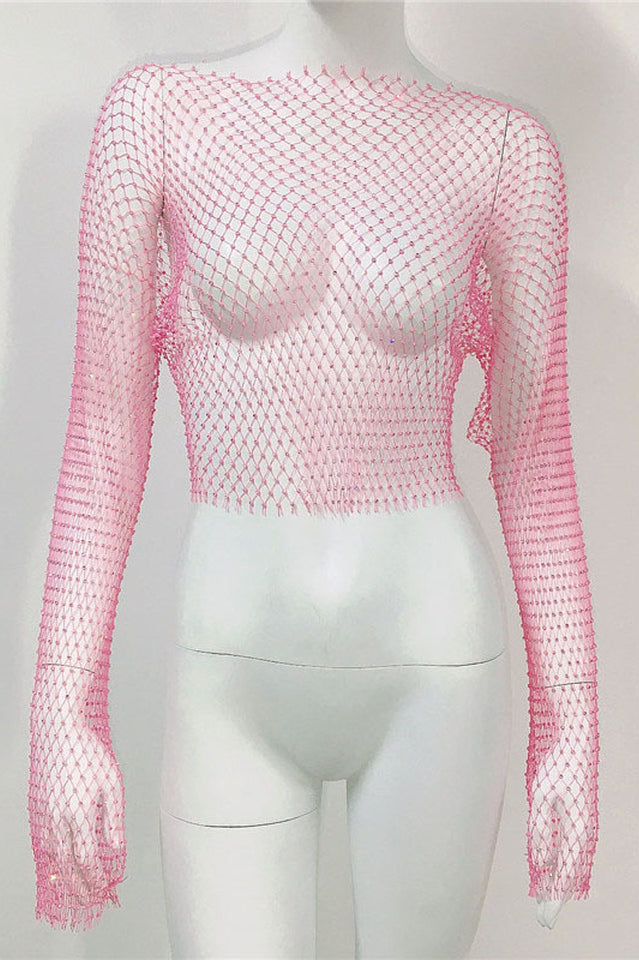 Crystal Diamond See Through Crop Top | Dress In Beauty