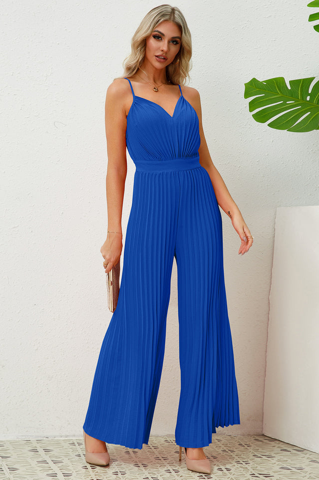 V Neck Pleated Jumpsuit | Dress In Beauty