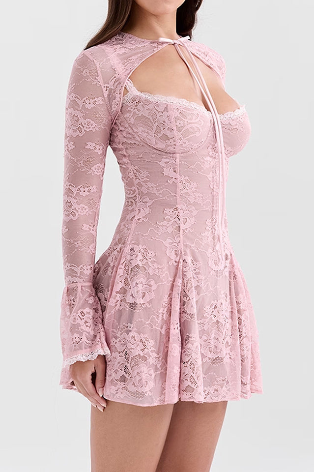 Alice Pink Lace Mini Dress | Dress In Beauty