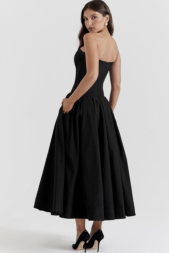 Lady Black Strapless Midi Dress | Dress In Beauty