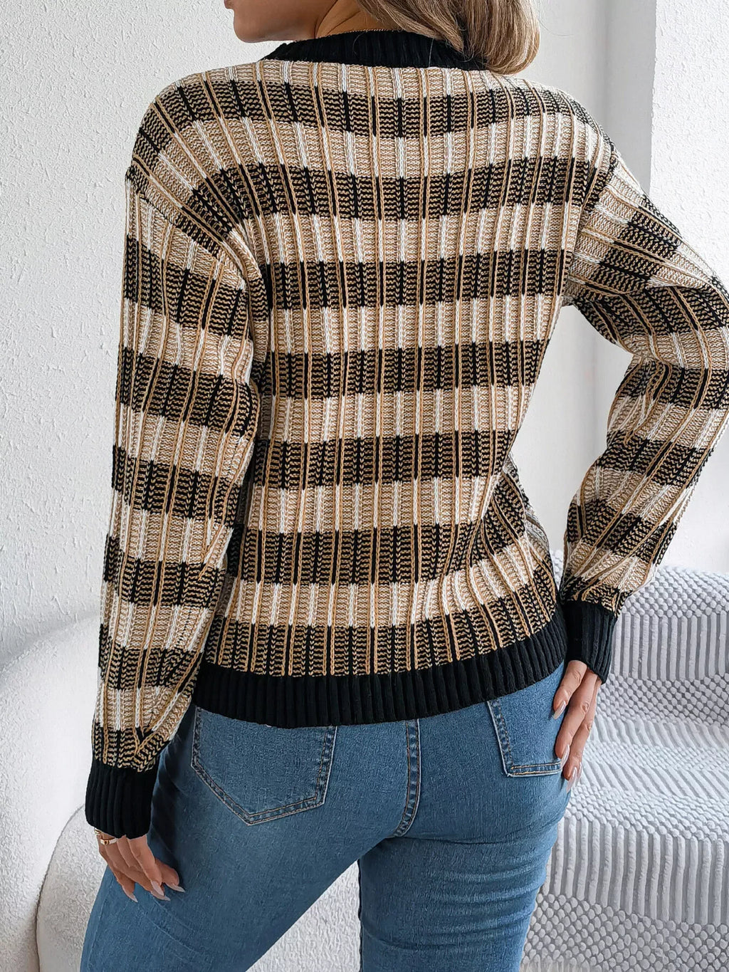 Vintage Lantern Sleeve Knit Sweater - View 9 | WEUXS