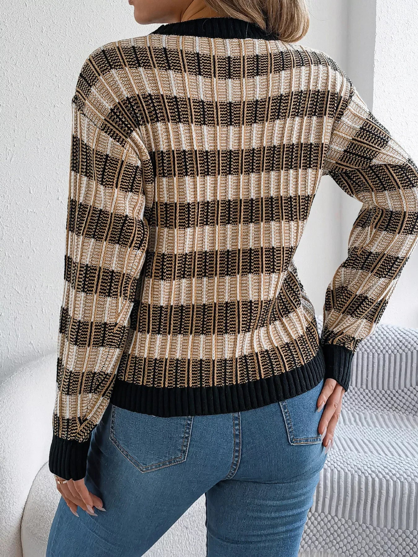 Vintage Lantern Sleeve Knit Sweater - View 9 | WEUXS