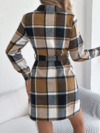 Green Plaid Belted Shirt Dress - View 9 | WEUXS
